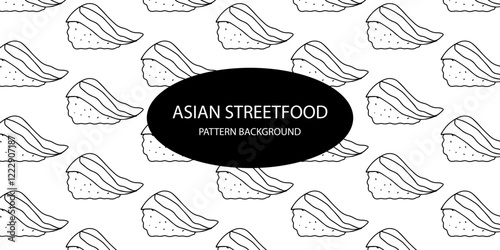 japanese streetfood popular pattern background. sushi background. takoyaki, asian pattern