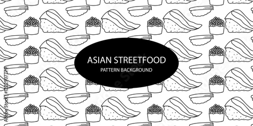 japanese streetfood popular pattern background. sushi background. takoyaki, asian pattern