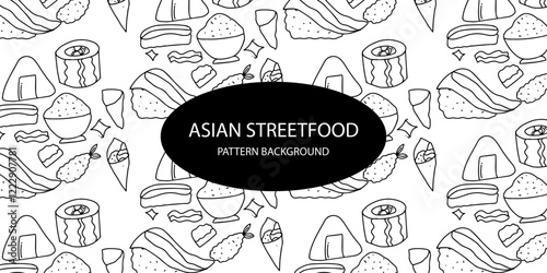 japanese streetfood popular pattern background. sushi background. takoyaki, asian pattern