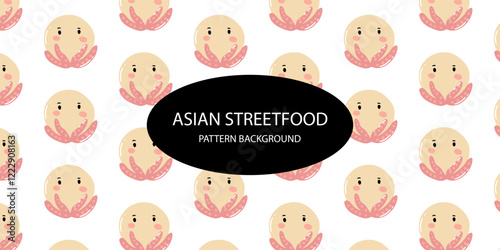japanese streetfood popular pattern background. sushi background. takoyaki, asian pattern
