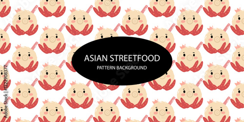 japanese streetfood popular pattern background. sushi background. takoyaki, asian pattern