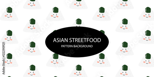 japanese streetfood popular pattern background. sushi background. takoyaki, asian pattern
