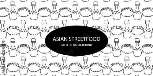 japanese streetfood popular pattern background. sushi background. takoyaki, asian pattern