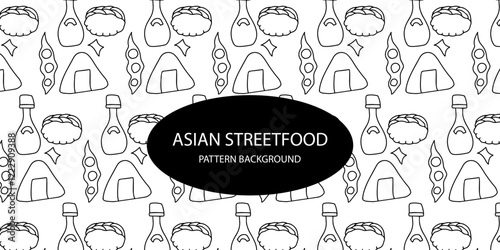 japanese streetfood popular pattern background. sushi background. takoyaki, asian pattern