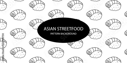 japanese streetfood popular pattern background. sushi background. takoyaki, asian pattern