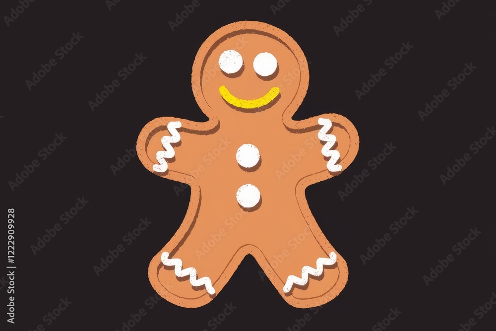 A cheerful gingerbread man cookie with icing decorations, perfect for Christmas. A cheerful gingerbread man cookie with icing decorations, perfect for Christmas.