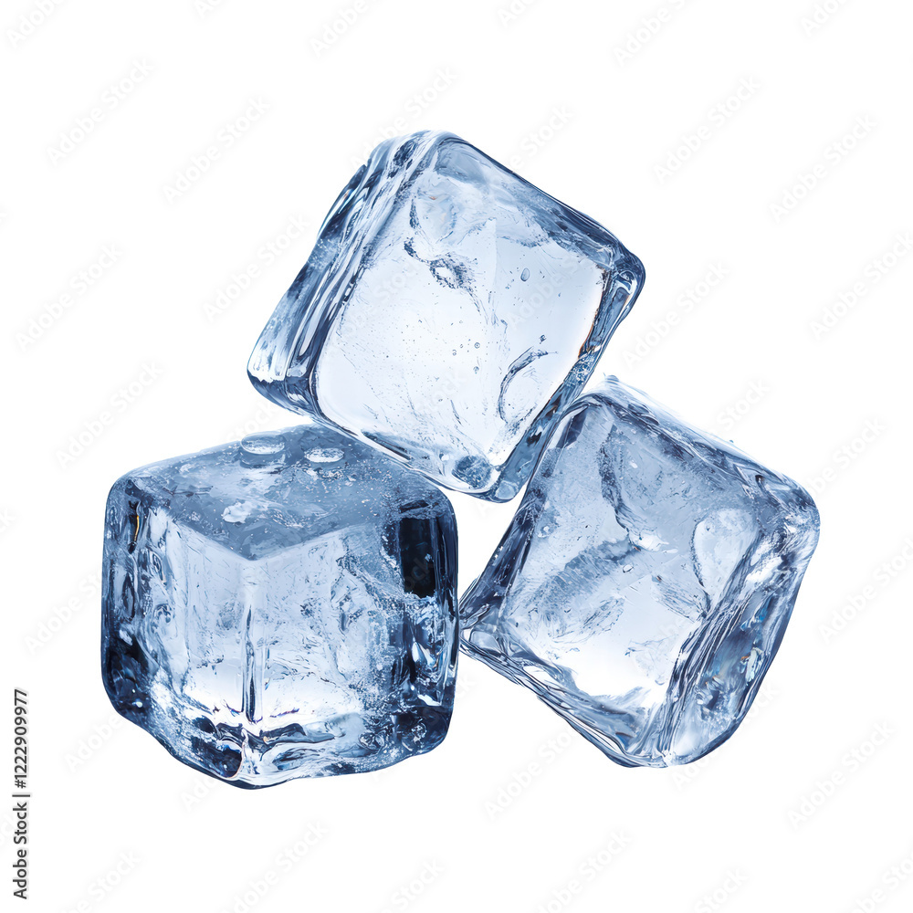 Obraz premium Ice cubes isolated on transparent background