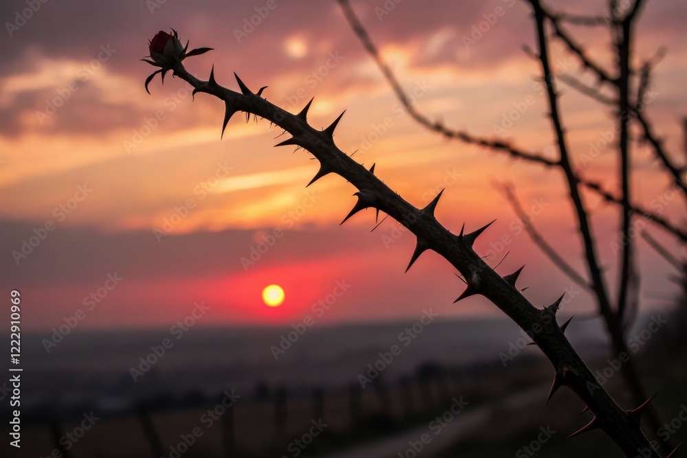 Striking Silhouette: Rose Thorn's Shadow Play - Dramatic Nature Photography Striking Silhouette: Rose Thorn's Shadow Play - Dramatic Nature Photography