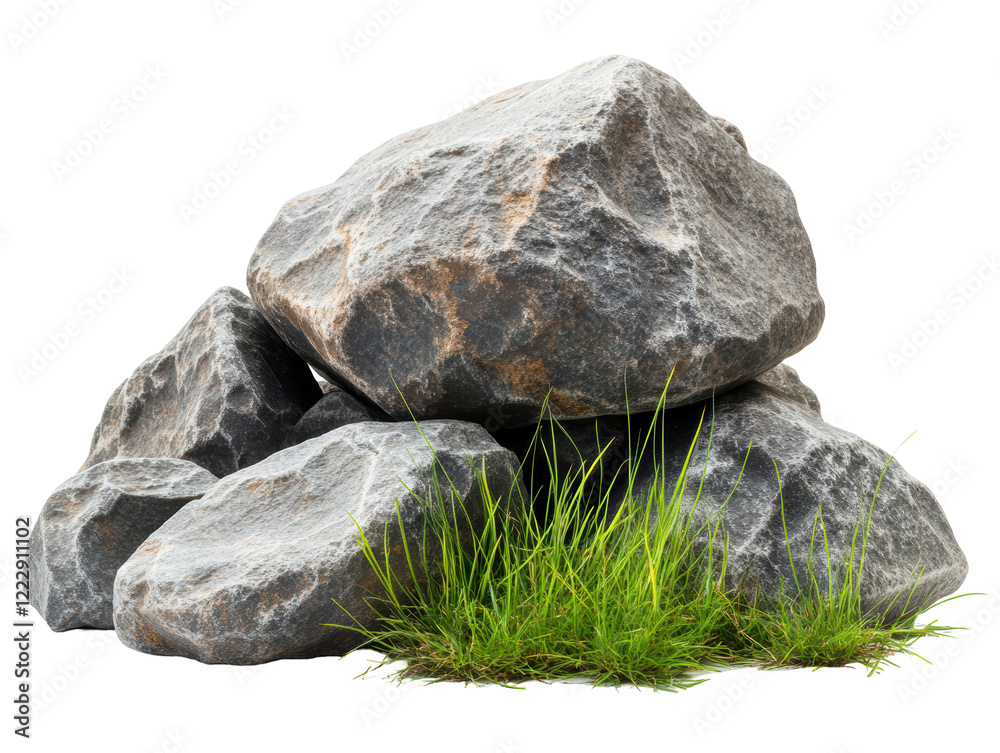 Isolated rock pile with grass Isolated rock pile with grass