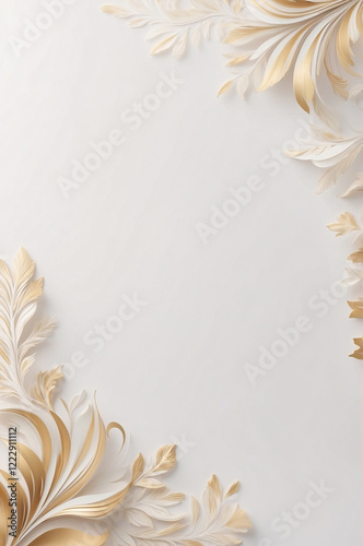 Beautiful Golden Botanical Art Framed by Floral Motifs on White Background for Upscale Aesthetic