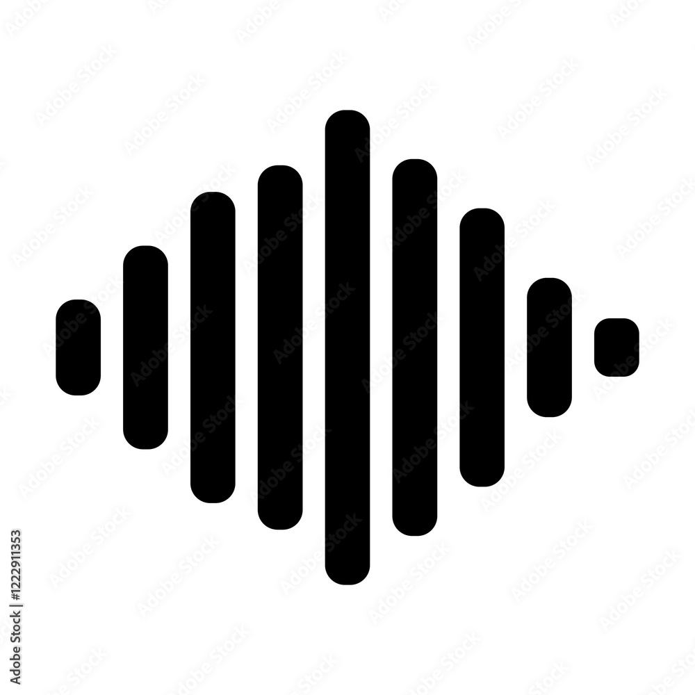 Illustration showing a black sound icon on a white background Illustration showing a black sound icon on a white background