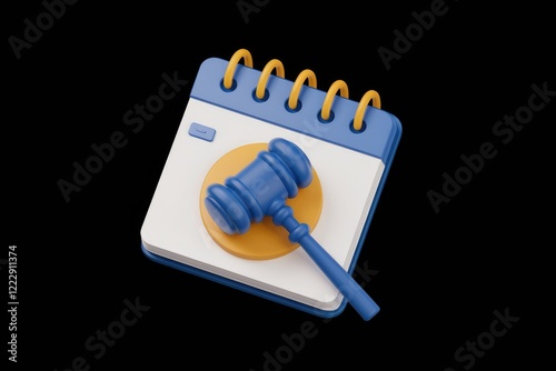 Gavel on a calendar symbolizing legal deadlines, court dates, and judicial appointments. photo