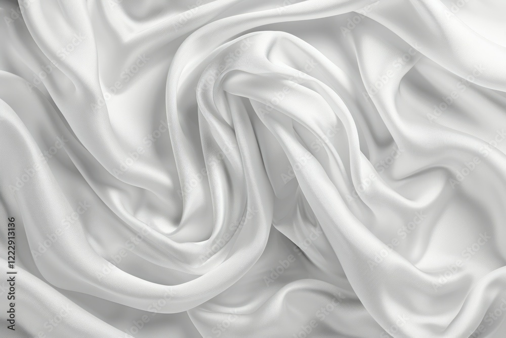 Fototapeta premium Glossy white satin fabric folds. Detailed photo textured background