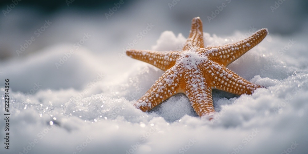 Starfish on snowy ground Starfish on snowy ground