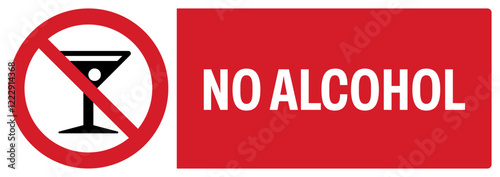 ISO prohibition safety signs uppercase text_no alcohol_landscape size 1/2 a4,a3,a2,a1	 
