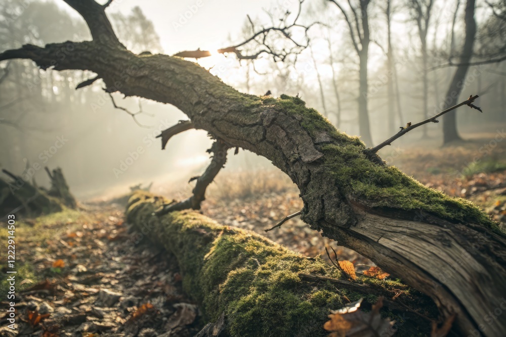 Fototapeta premium Vintage Photograph: Weathered Oak's Agony - A Study in Rustic Decay