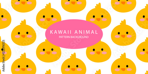 kawaii animal pattern background design. bear, deer, fox, bird, dog, hippo, parrot, pig, cow. textile pattern.  Cartoon animal Vector illustration for kids forest background with rain dots
