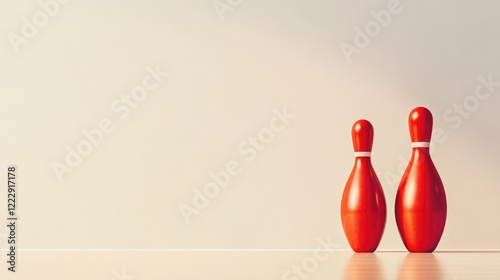 Bowling pins in motion with empty space for text ideal for sports promotions or background visuals in a bowling-themed design photo