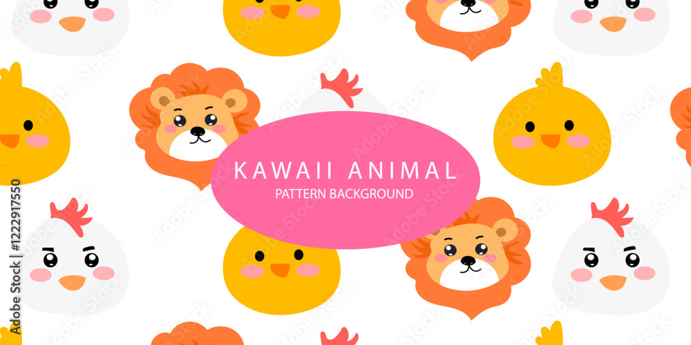 kawaii animal pattern background design. bear, deer, fox, bird, dog, hippo, parrot, pig, cow. textile pattern. Cartoon animal Vector illustration for kids forest background with rain dots
kawaii animal pattern background design. bear, deer, fox, bird, dog, hippo, parrot, pig, cow. textile pattern. Cartoon animal Vector illustration for kids forest background with rain dots