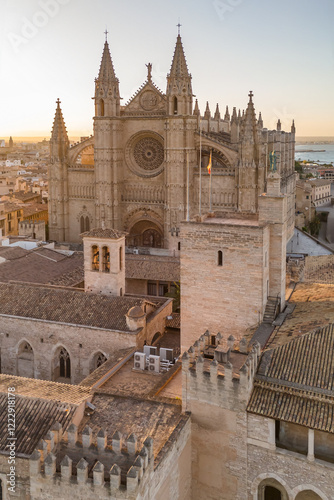 Obraz na płótnie The Cathedral of Santa Maria of Palm, Palma de Mallorca, Mallorca, Spain w salonie