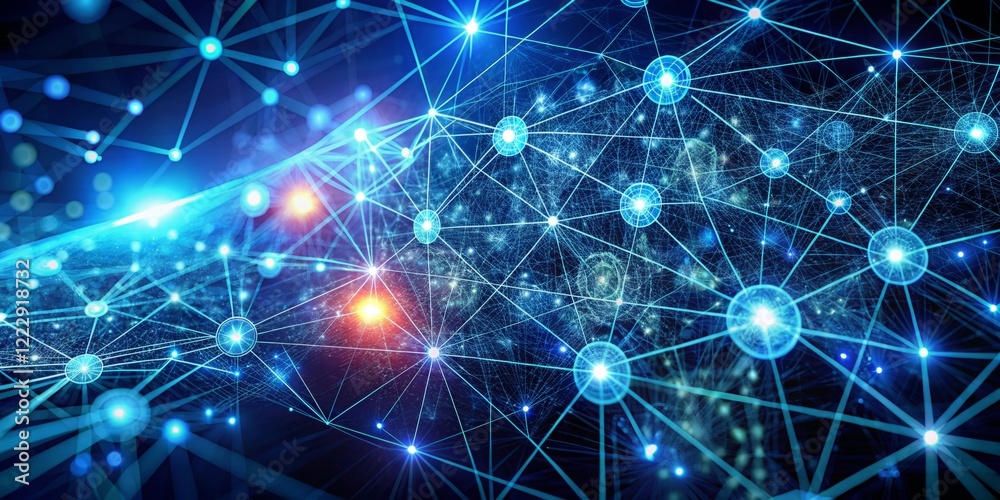 Abstract Digital Network Visualization with Bright Blue Connections Abstract Digital Network Visualization with Bright Blue Connections