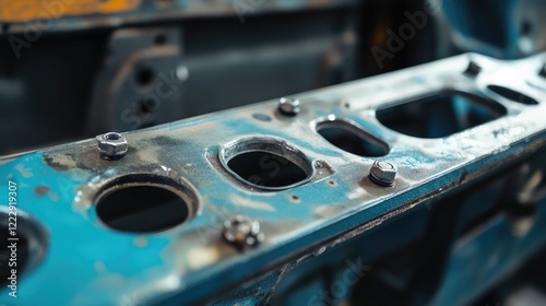 Wallpaper Mural Frame detail showcasing flexible adhesive securing car components with empty text space for automotive or industrial applications Torontodigital.ca