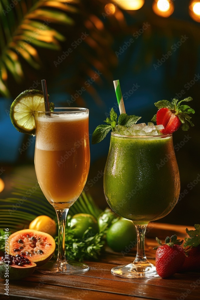 Drinks on Wooden Table Drinks on Wooden Table