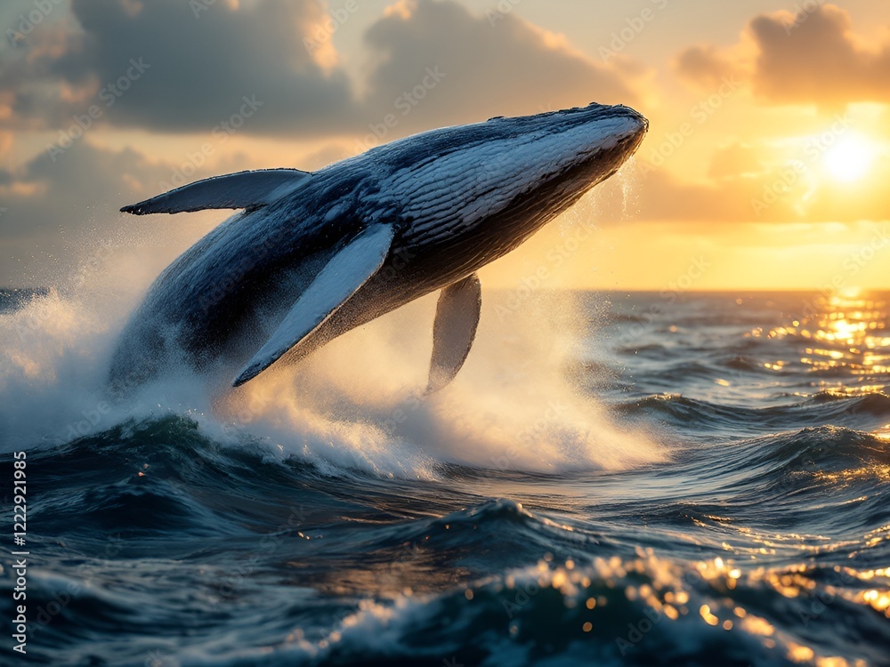 Fototapeta premium whale jumping out of the ocean