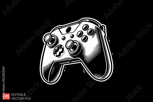 console games controller Black and white silhouette Illustration vector design