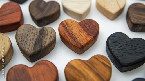 Handcrafted Wooden Heart Collection in Various Tones with Empty Space for Personalized Text or Messages photo