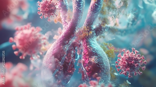 Macro view of respiratory organs highlighting virus interactions in human and animal models illustrating disease transmission and outbreak insights photo