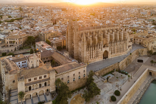 Obraz na płótnie The Cathedral of Santa Maria of Palm, Palma de Mallorca, Mallorca, Spain w salonie