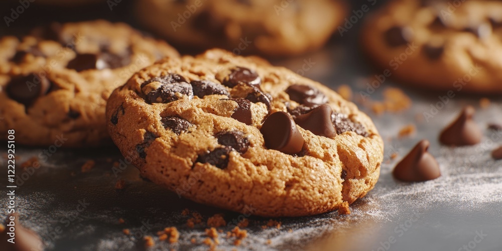 Close-up of cookie with chocolate chips Close-up of cookie with chocolate chips