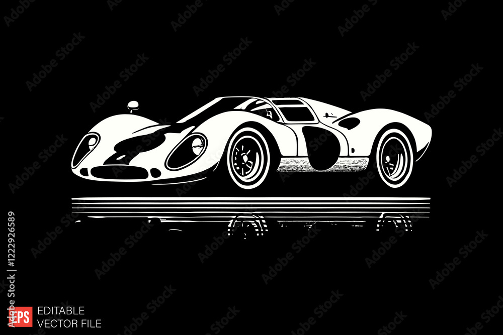 Fototapeta premium vintage cars Black and white silhouette Illustration vector design