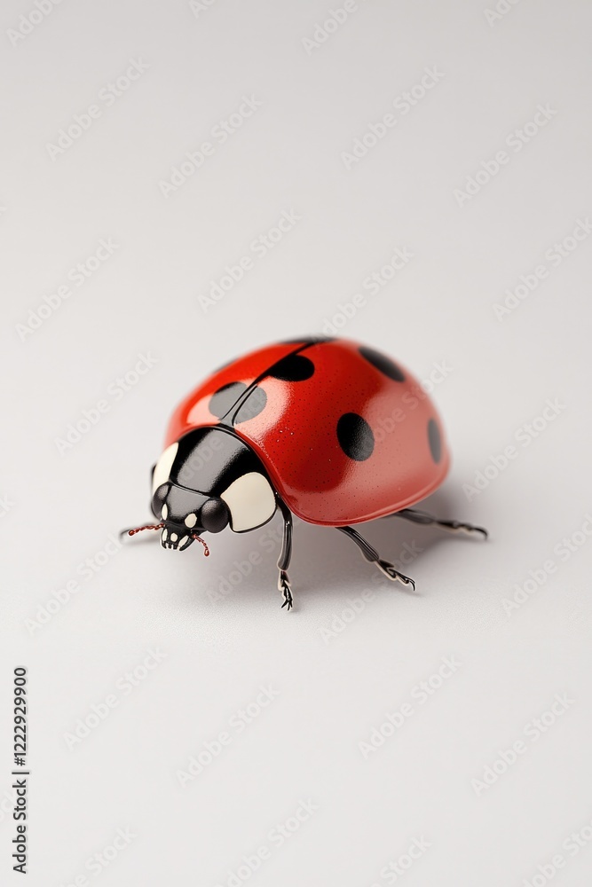 Fototapeta premium Bright ladybug showcases vivid red and black colors, highlightin