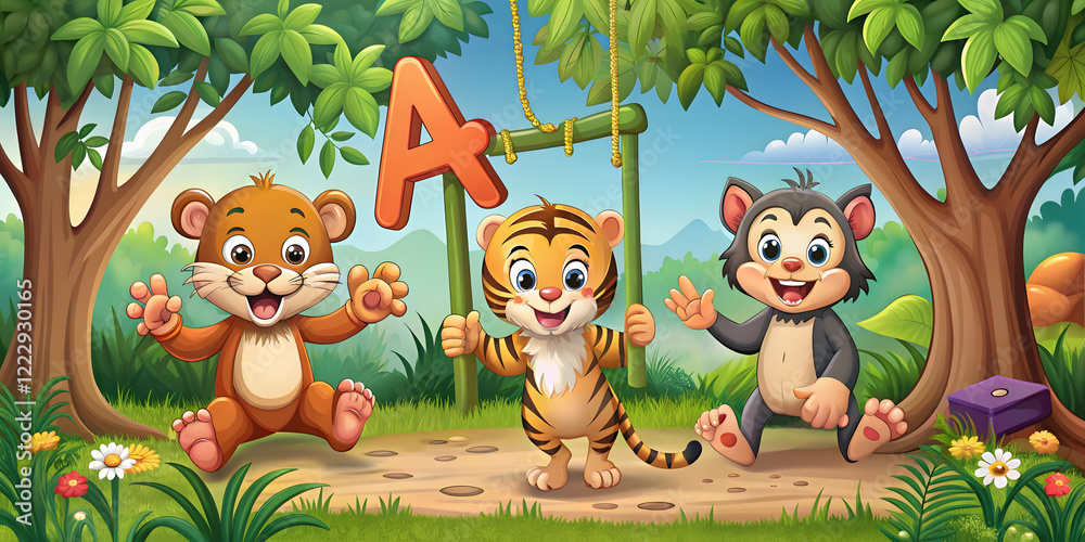 Obraz premium Alphabet Jungle Adventures Where Learning Letters Becomes Playful Fun