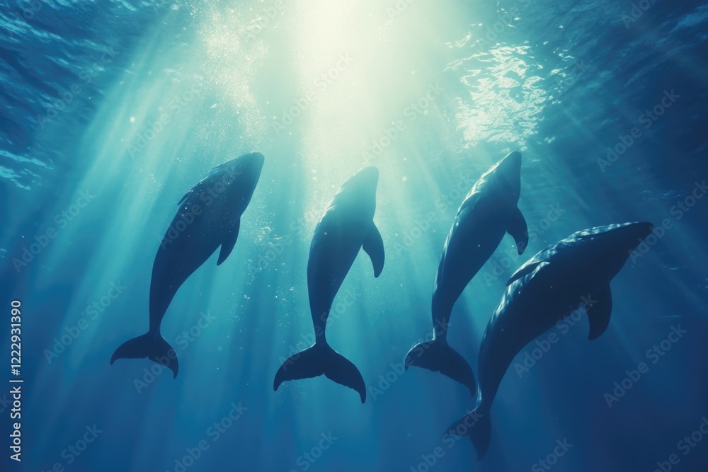 Fototapeta premium Dolphins swimming in ocean