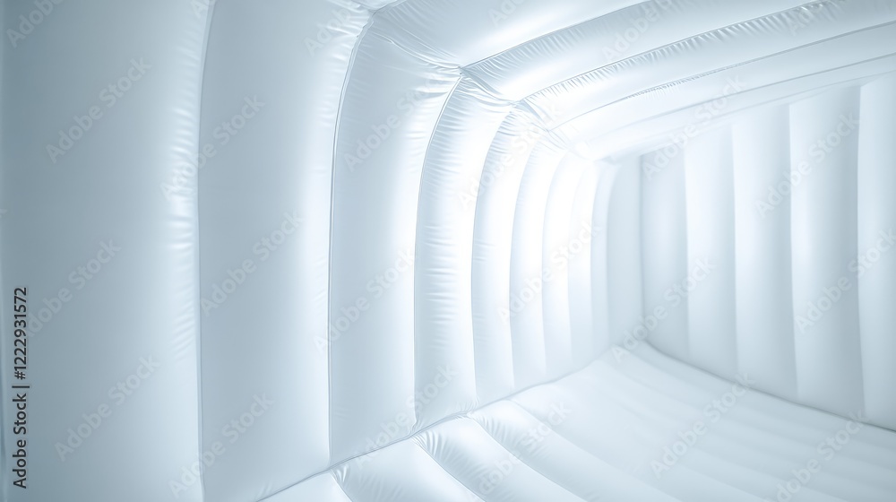 Obraz premium Inflatable spray booth interior with soft white textures and ample space for text or branding in commercial application settings