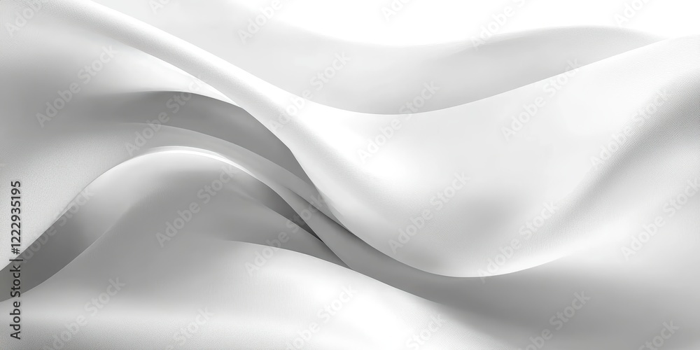 Obraz premium Elegant Flowing White Fabric Waves on Soft Background, Ideal for Minimalist Design and Creative Projects
