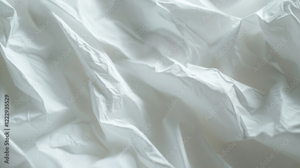 Elegant White Creased Fabric Texture Background Soft Drape Subtle Light Art Waves Style Clean Image 