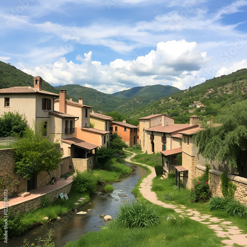 peaceful village of barcena mayor, spain photo