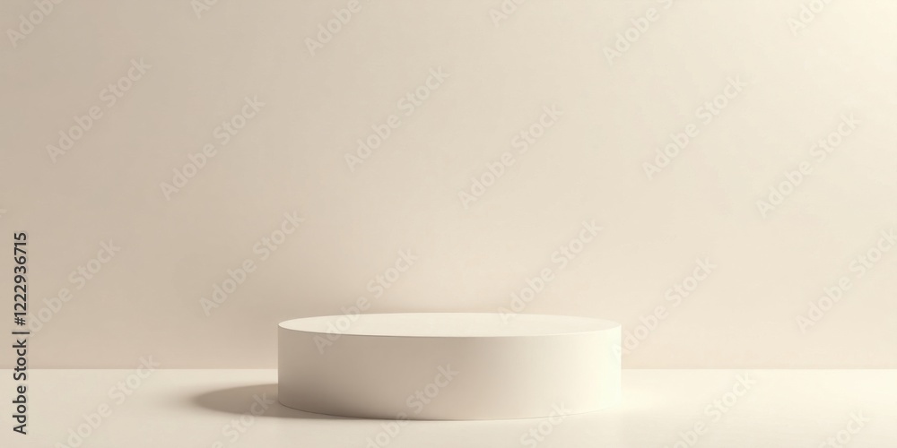 Simple Minimalist White Cylinder Display Platform on Neutral Background for Product Presentation Simple Minimalist White Cylinder Display Platform on Neutral Background for Product Presentation