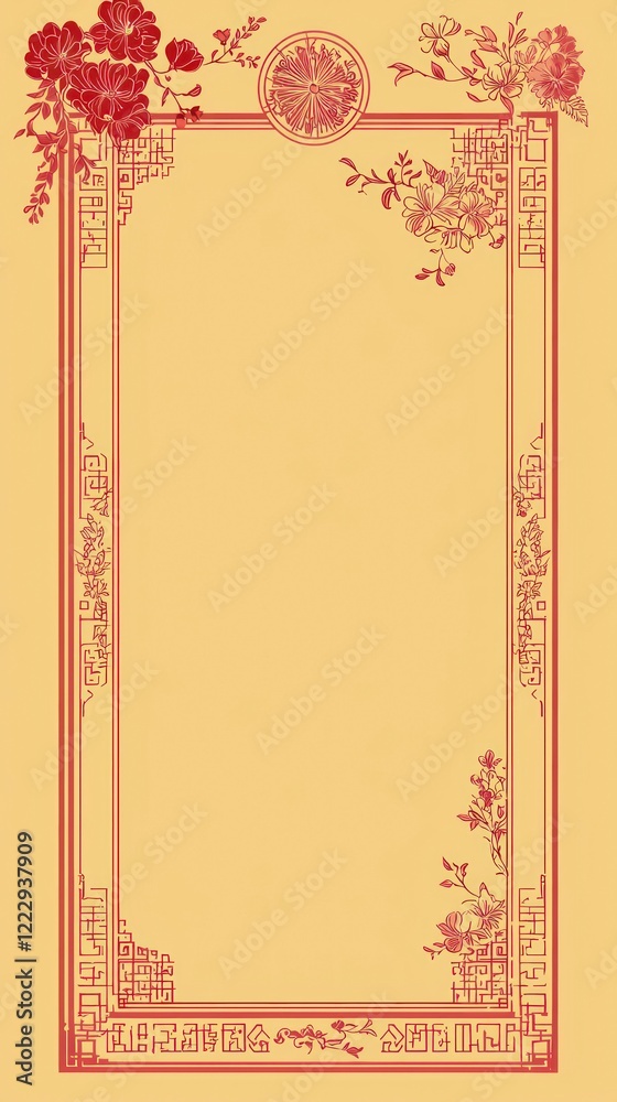 custom made wallpaper toronto digitalFestive Chinese New Year Frame with Floral Elements for Celebratory Designs and Decorations