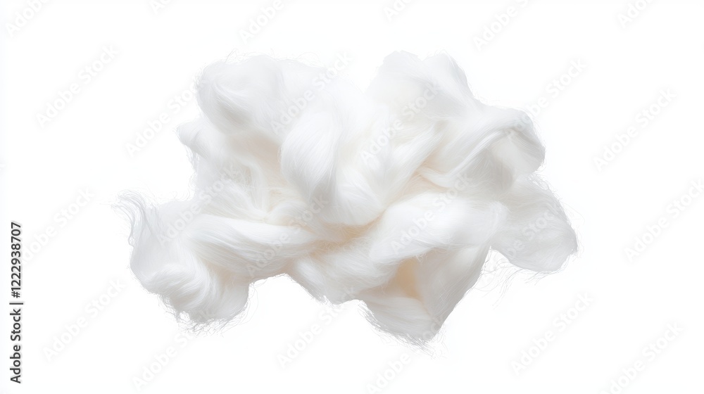 Obraz premium Close-Up View of Soft Cotton Fibers on White Background for Textile Use