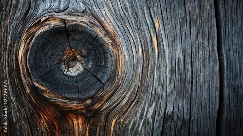 Textured dark wood background with intricate knots showcasing natural patterns and ample empty space for customization and textual content