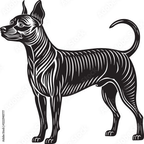 American Hairless Terrier Silhouette in Black and White