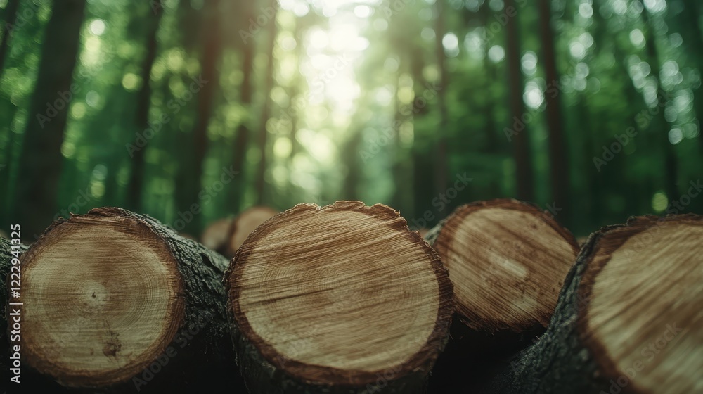 This image captures freshly cut logs aligned neatly in a tranquil forest, showcasing the beauty of nature's timber and the importance of sustainable forestry practices. This image captures freshly cut logs aligned neatly in a tranquil forest, showcasing the beauty of nature's timber and the importance of sustainable forestry practices.