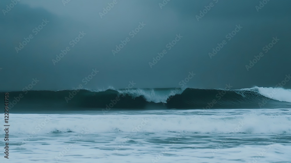 Misty Coastal Landscape with Rolling Waves Misty Coastal Landscape with Rolling Waves