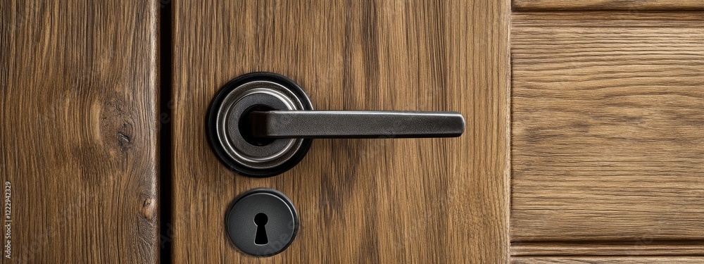 Wooden Door Lock and Keyhole Close-Up Security and Protection Concept with Empty Space for Text on Rustic Background Wooden Door Lock and Keyhole Close-Up Security and Protection Concept with Empty Space for Text on Rustic Background