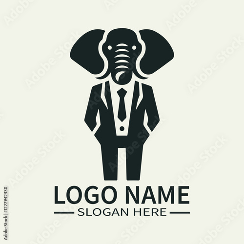 Gentleman Elephant Logo Design, Sophisticated Elephant Logo, Elegant Pachyderm Logo, Luxury Brand Elephant Logo, Vintage Elephant Logo